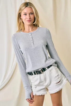 Soft Thumbhole Henley Tops - 4 Colors!