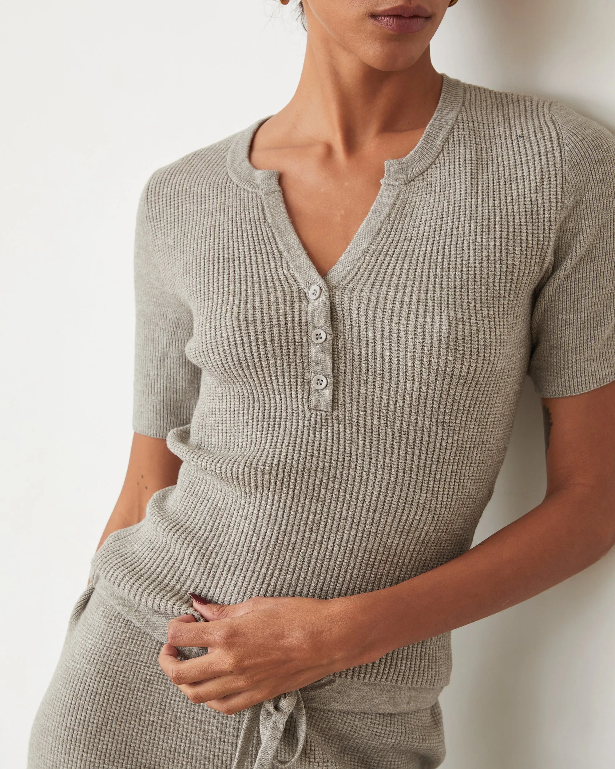 Softknit Rib Waffle Henley