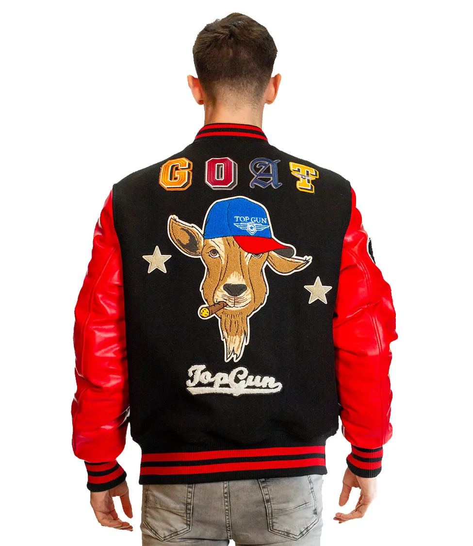 Top Gun GOAT Varsity Jacket Black Red