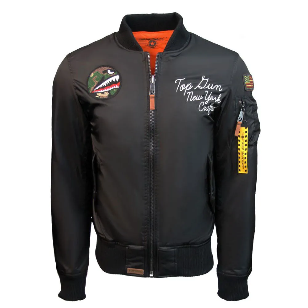 Top Gun MA-1 Lady Luck Reversible Bomber Jacket Black Orange