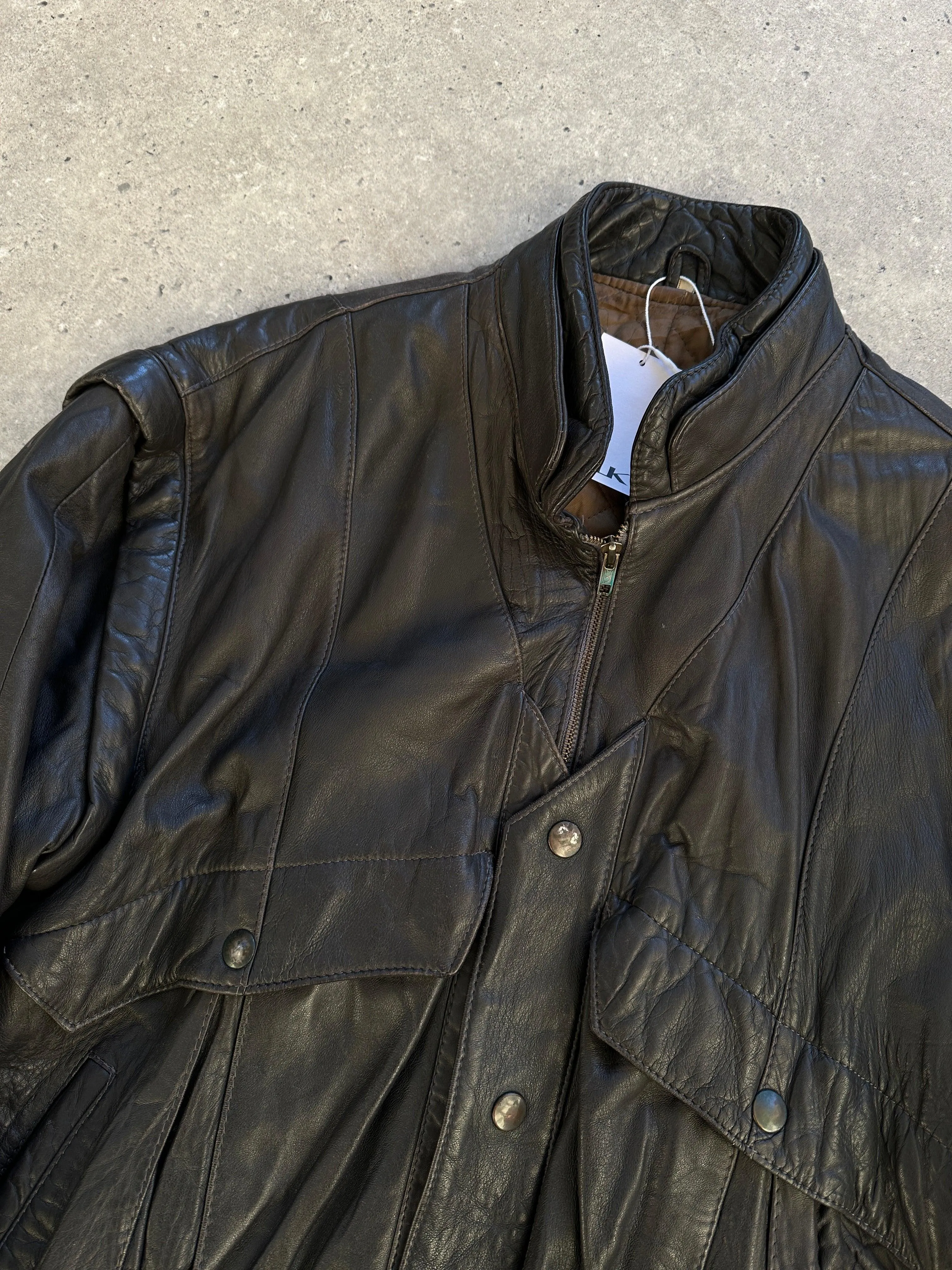 Vintage Leather Bomber Gilet Jacket - M