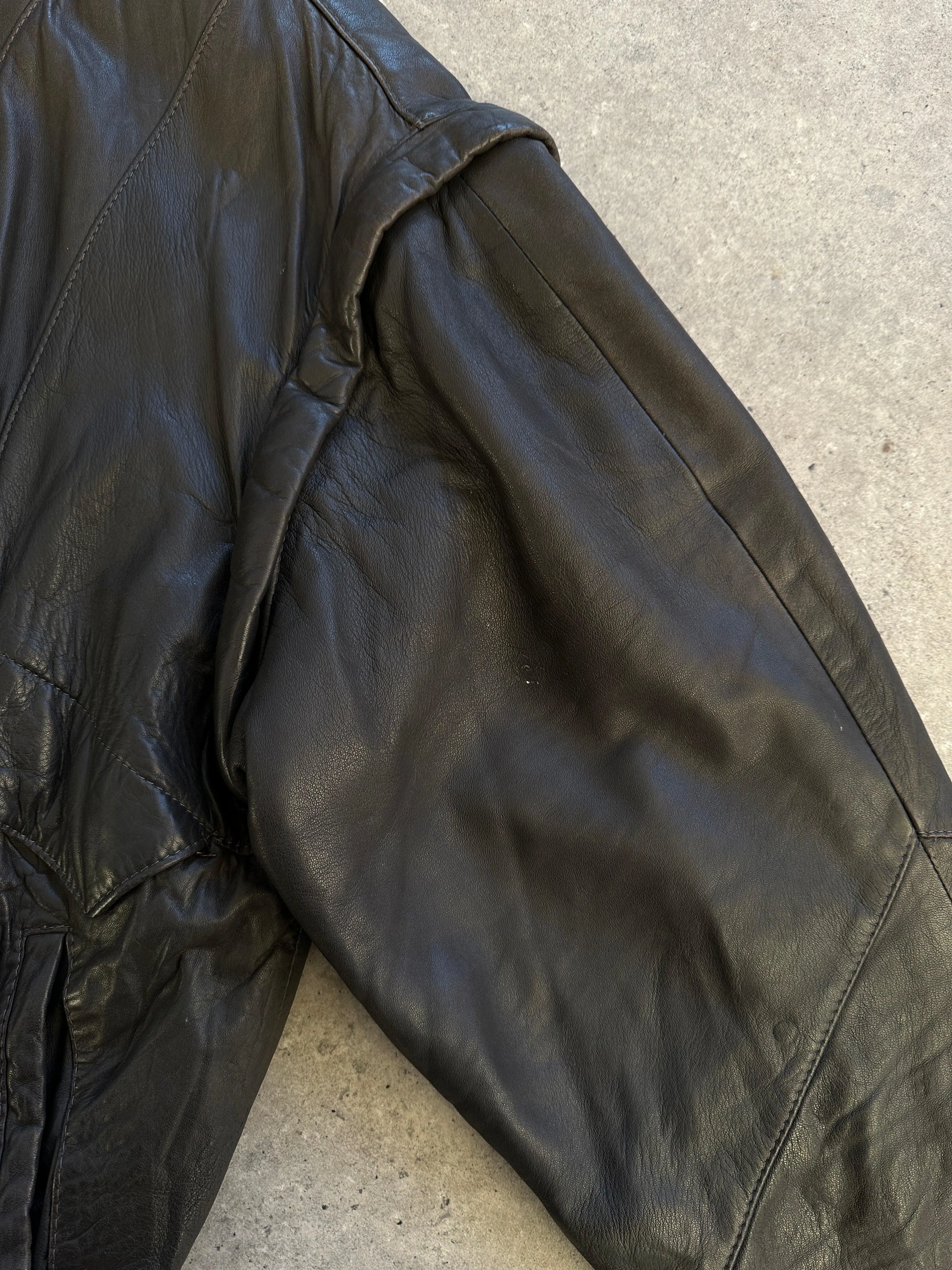 Vintage Leather Bomber Gilet Jacket - M