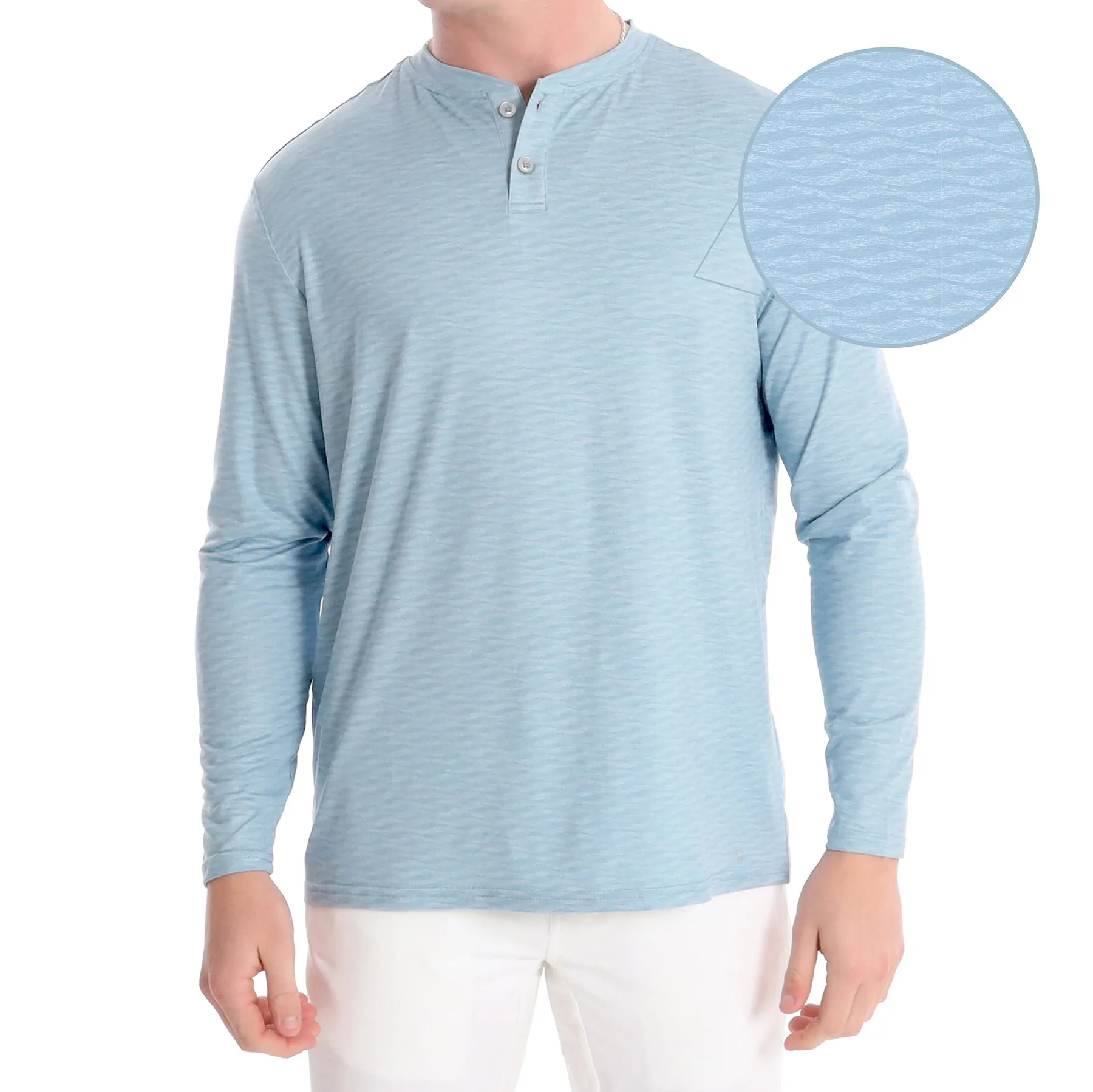 Wave LS Henley - Blue Fog Heather