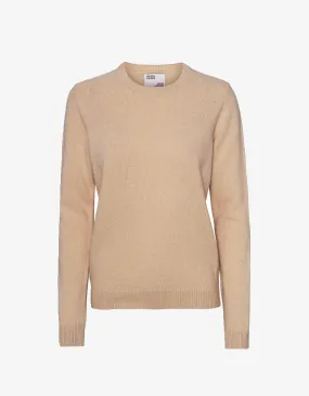 Women Classic Merino Wool Crew - Honey Beige