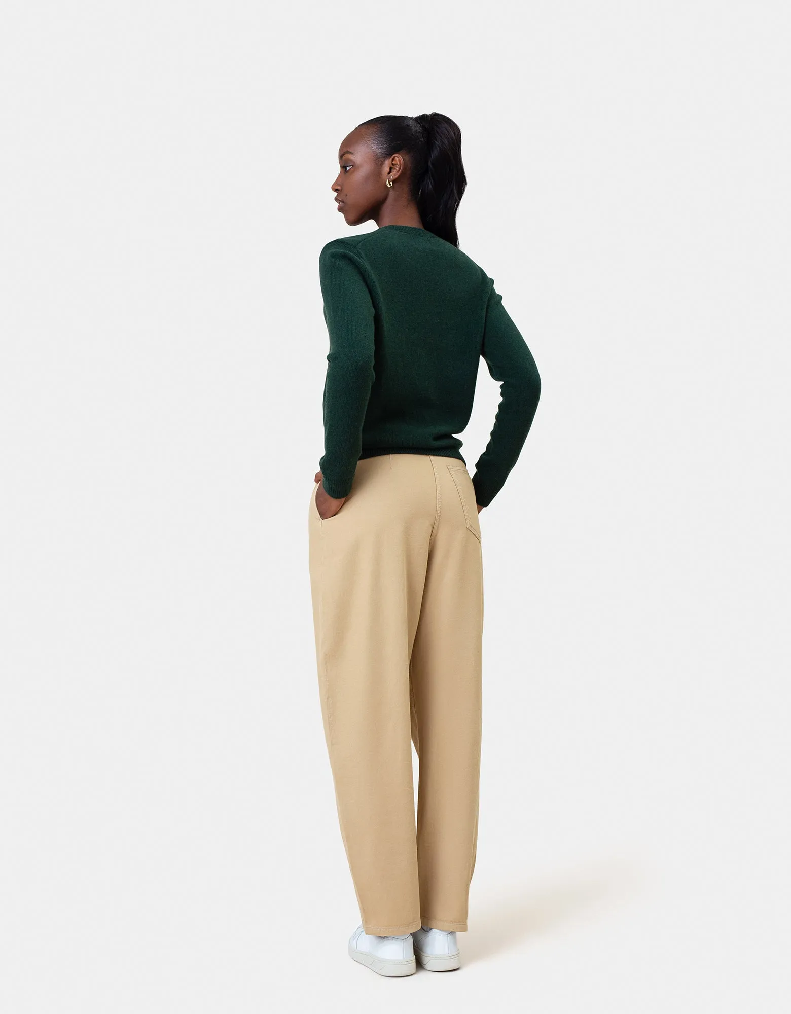 Women Classic Merino Wool Crew - Honey Beige