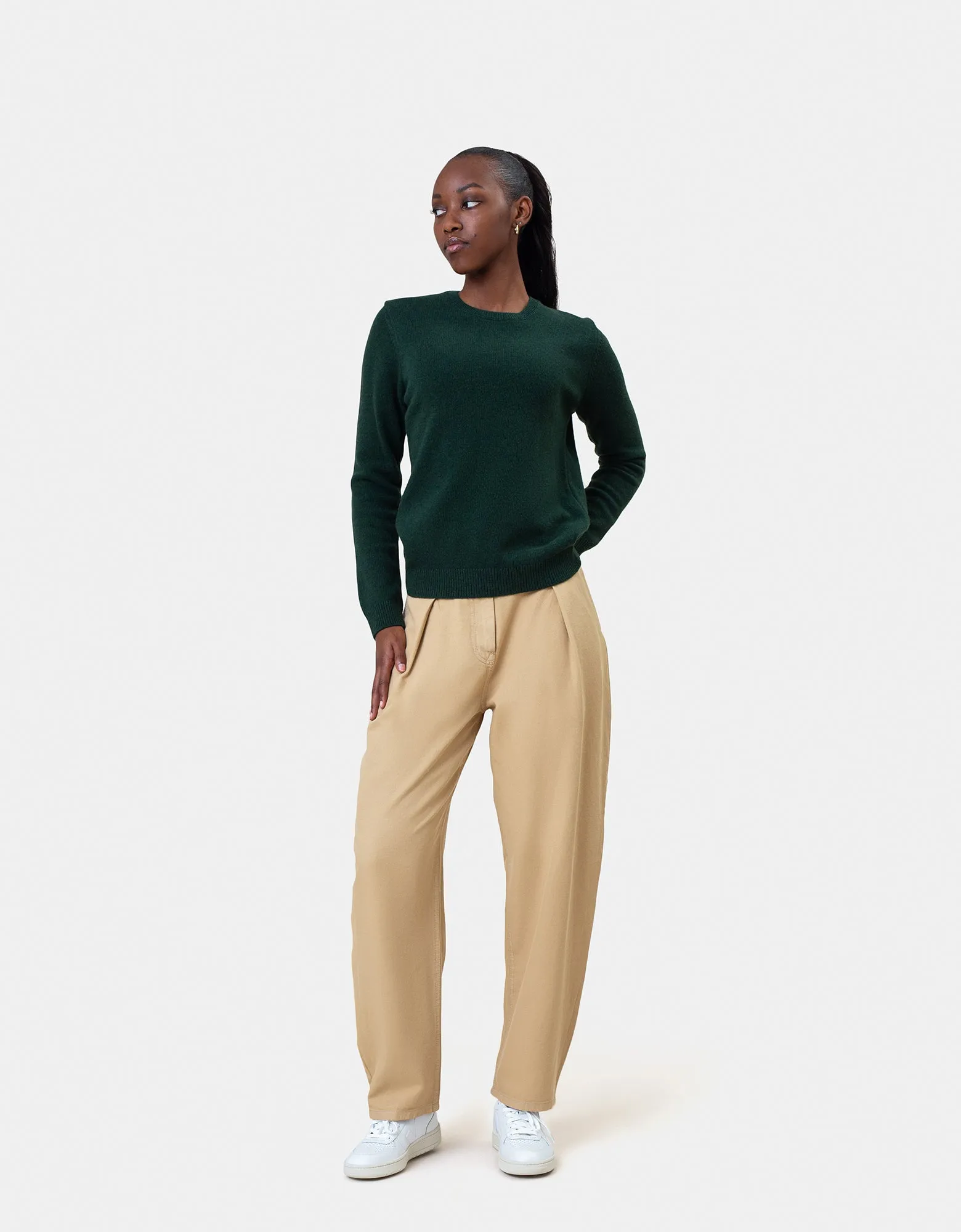 Women Classic Merino Wool Crew - Honey Beige