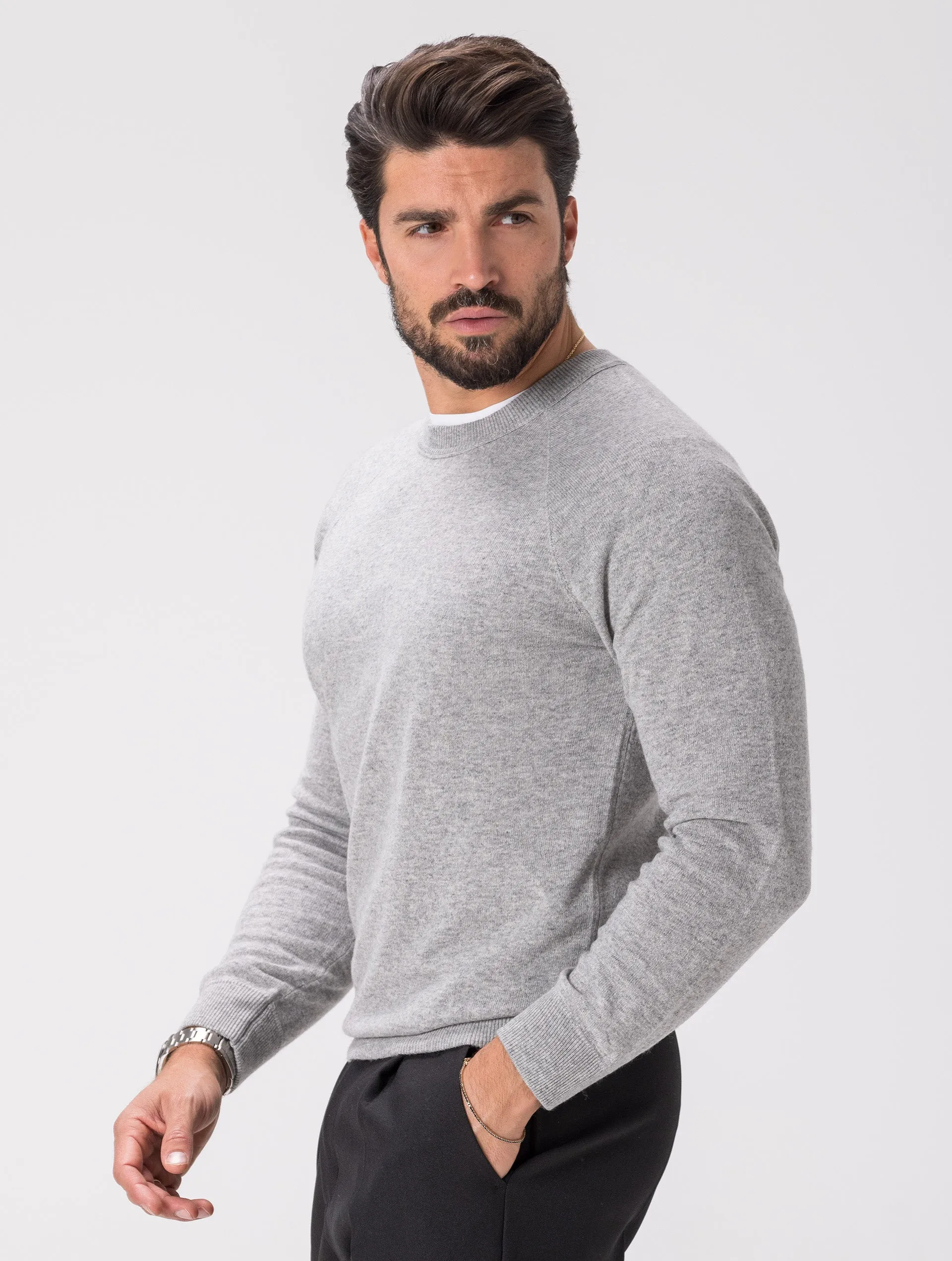 WOOL CREWNECK SWEATER IN GREY