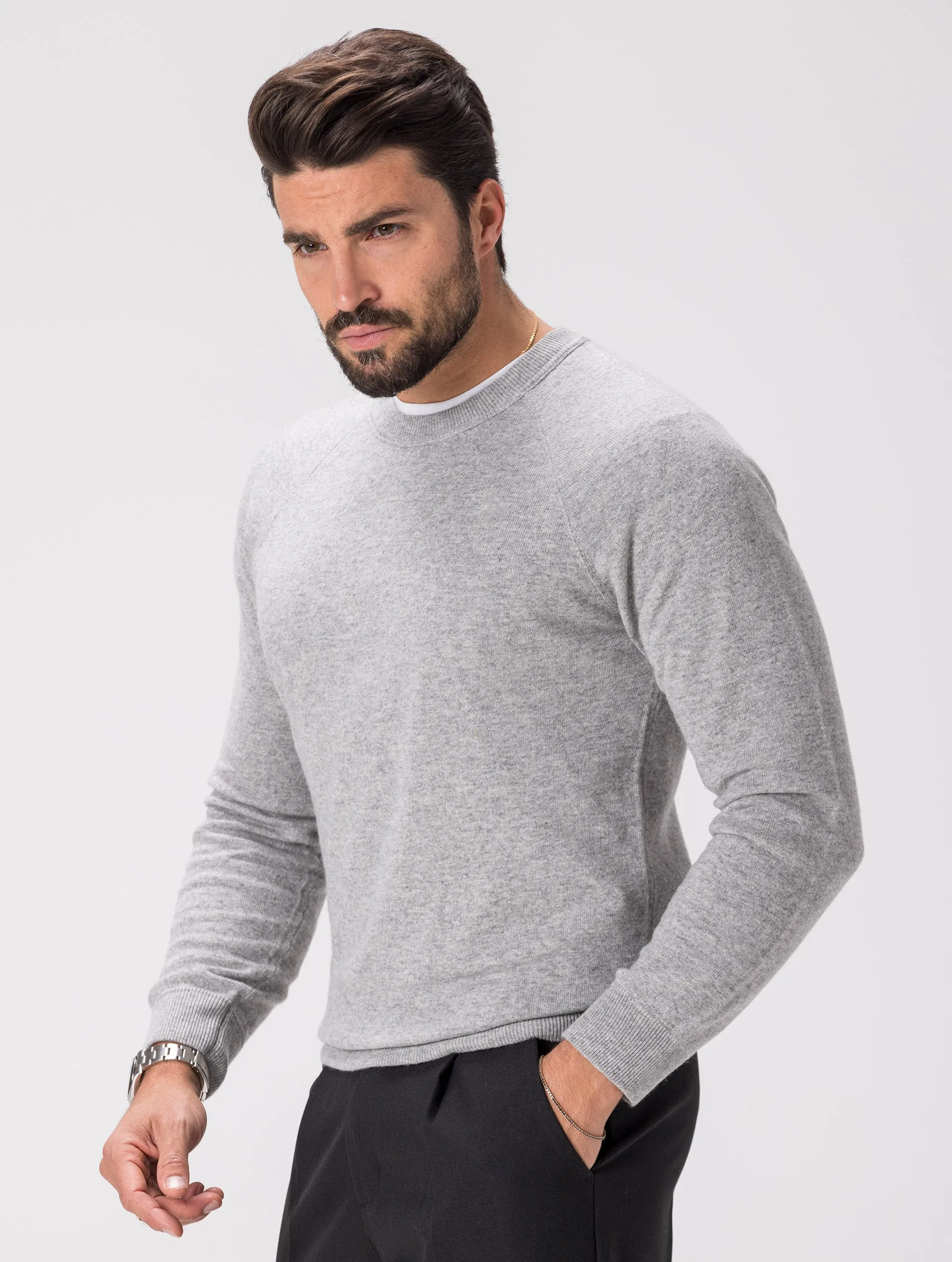 WOOL CREWNECK SWEATER IN GREY