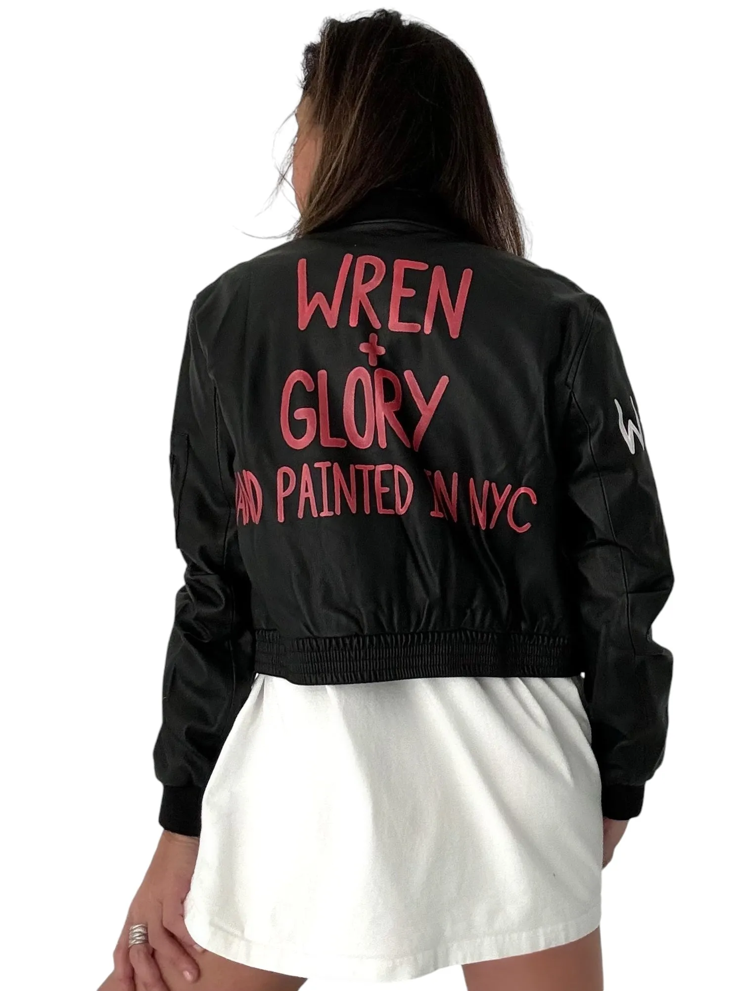 'Ze W G Bomber' Painted Leather Jacket