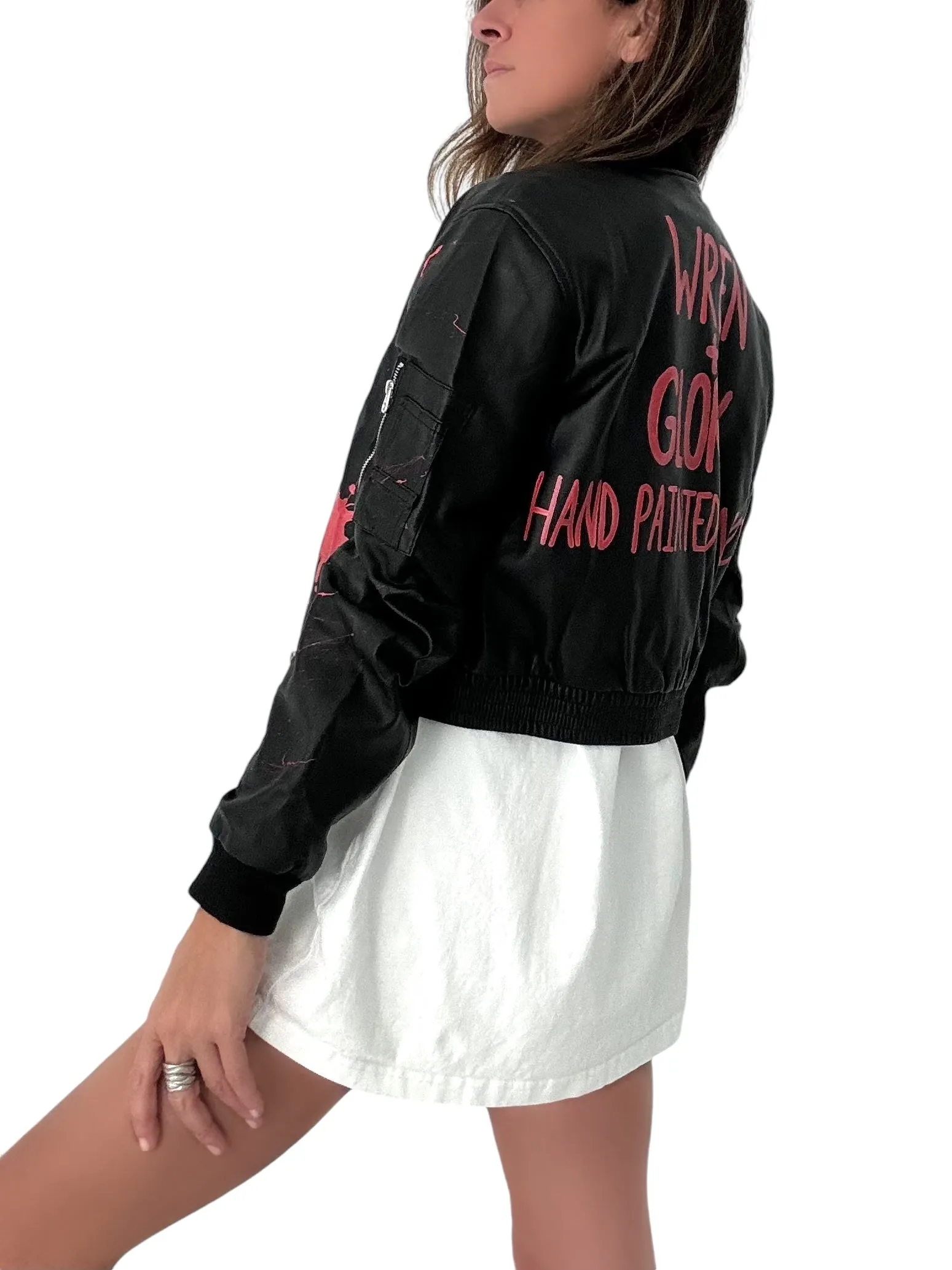 'Ze W G Bomber' Painted Leather Jacket