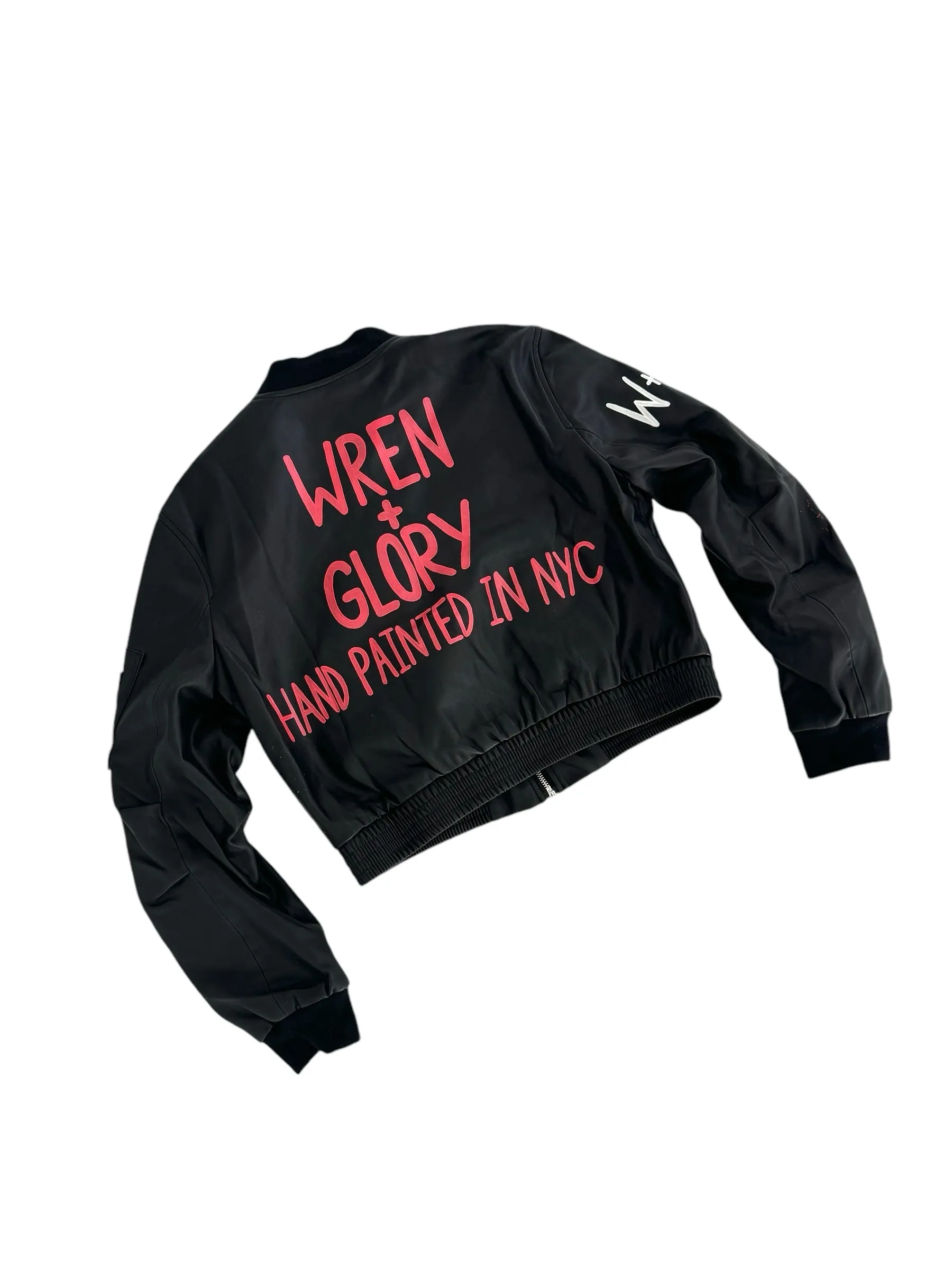 'Ze W G Bomber' Painted Leather Jacket