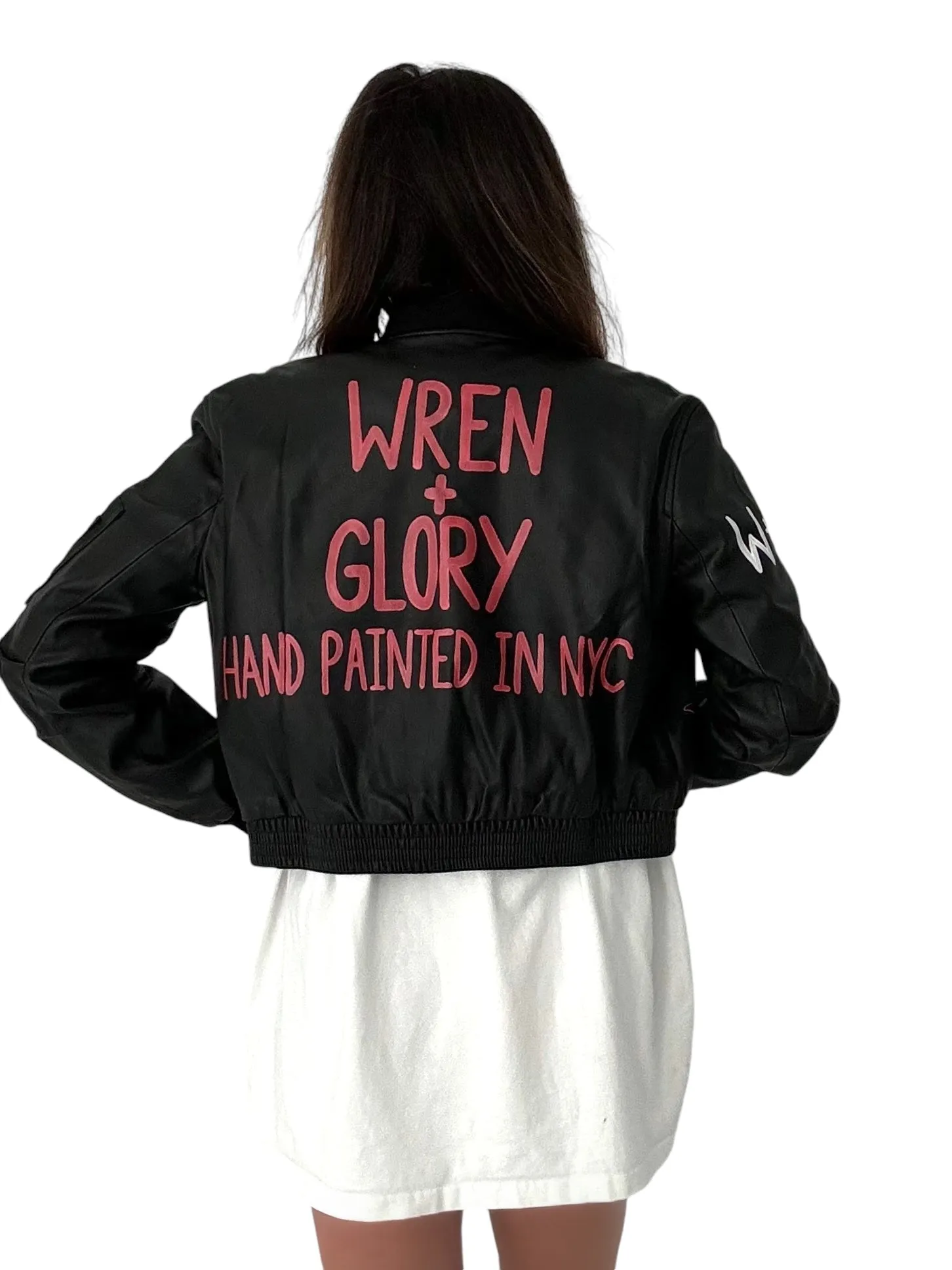 'Ze W G Bomber' Painted Leather Jacket